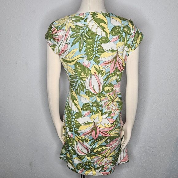 Talbots Petite 100% Cotton Tropical Floral‎ Print Wrap Dress Multicolor Size MP - Picture 4 of 6